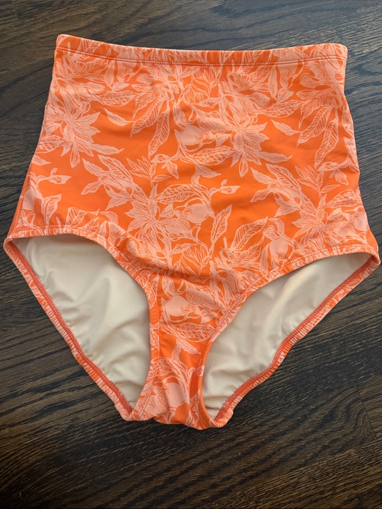 Lands' End Other - High-Waist Floral Bikini Bottoms - Orange and Cream